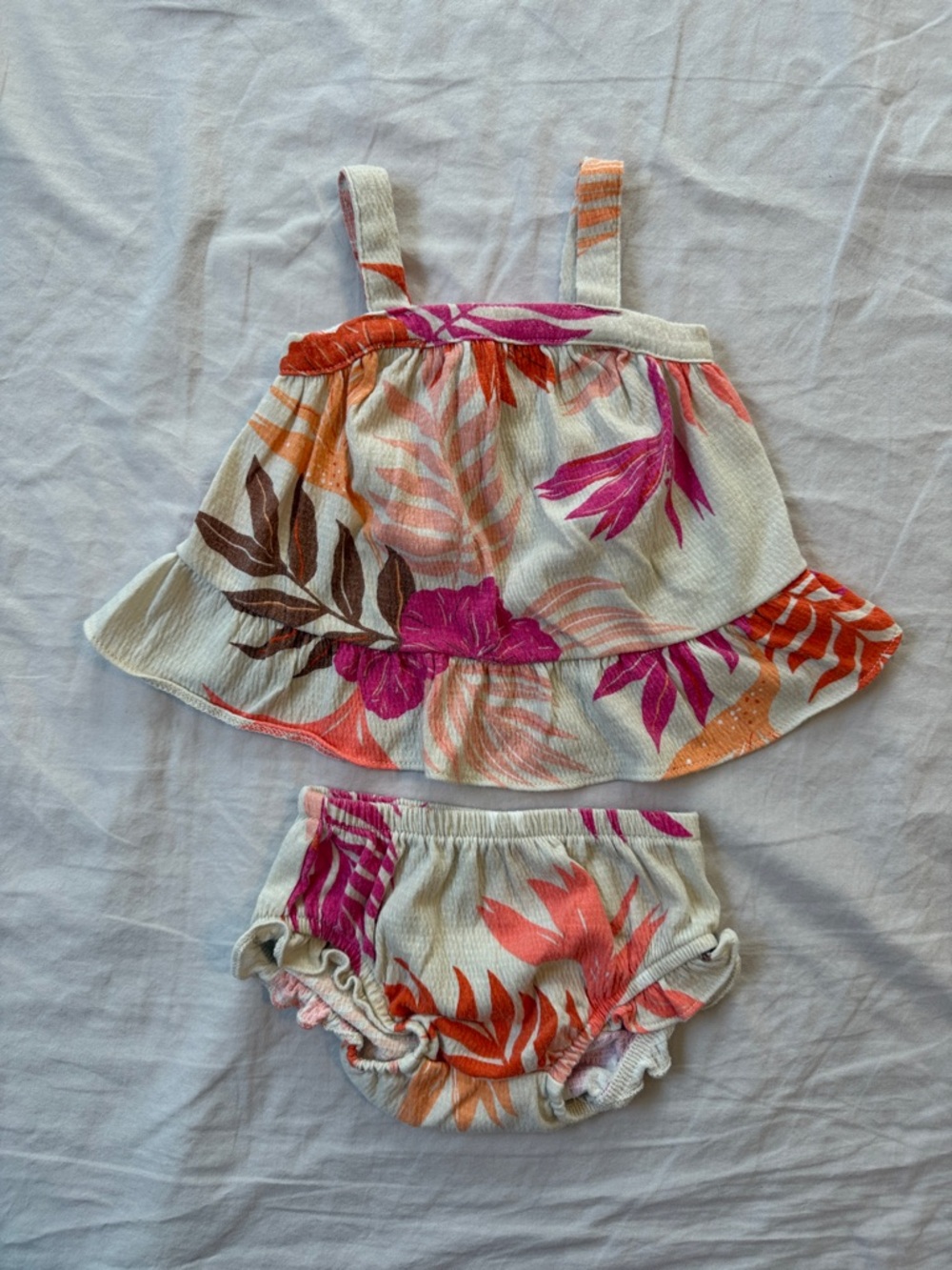 Carter's Cream Tankini Set with Pink & Orange Floral Print